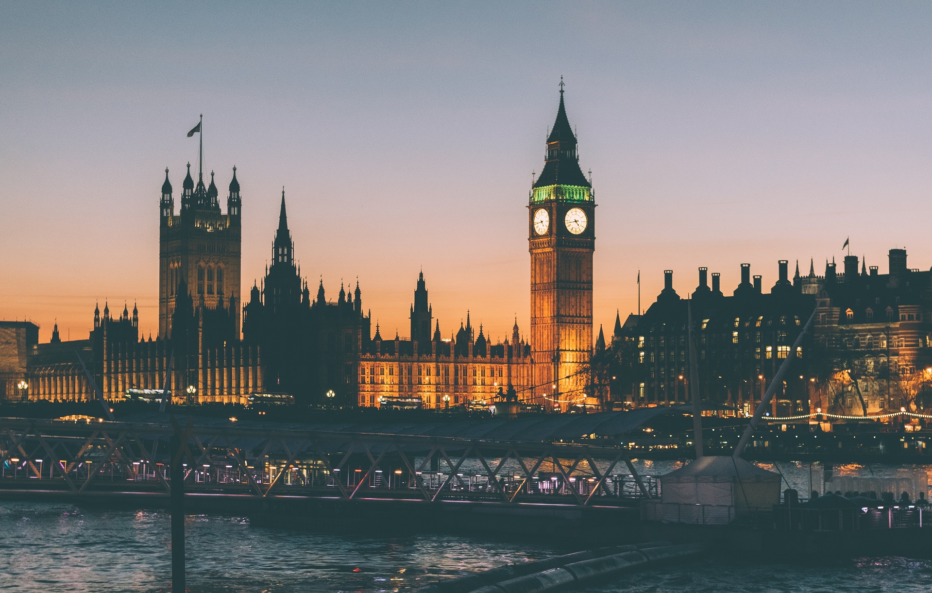 A picture of Westminster at sunset