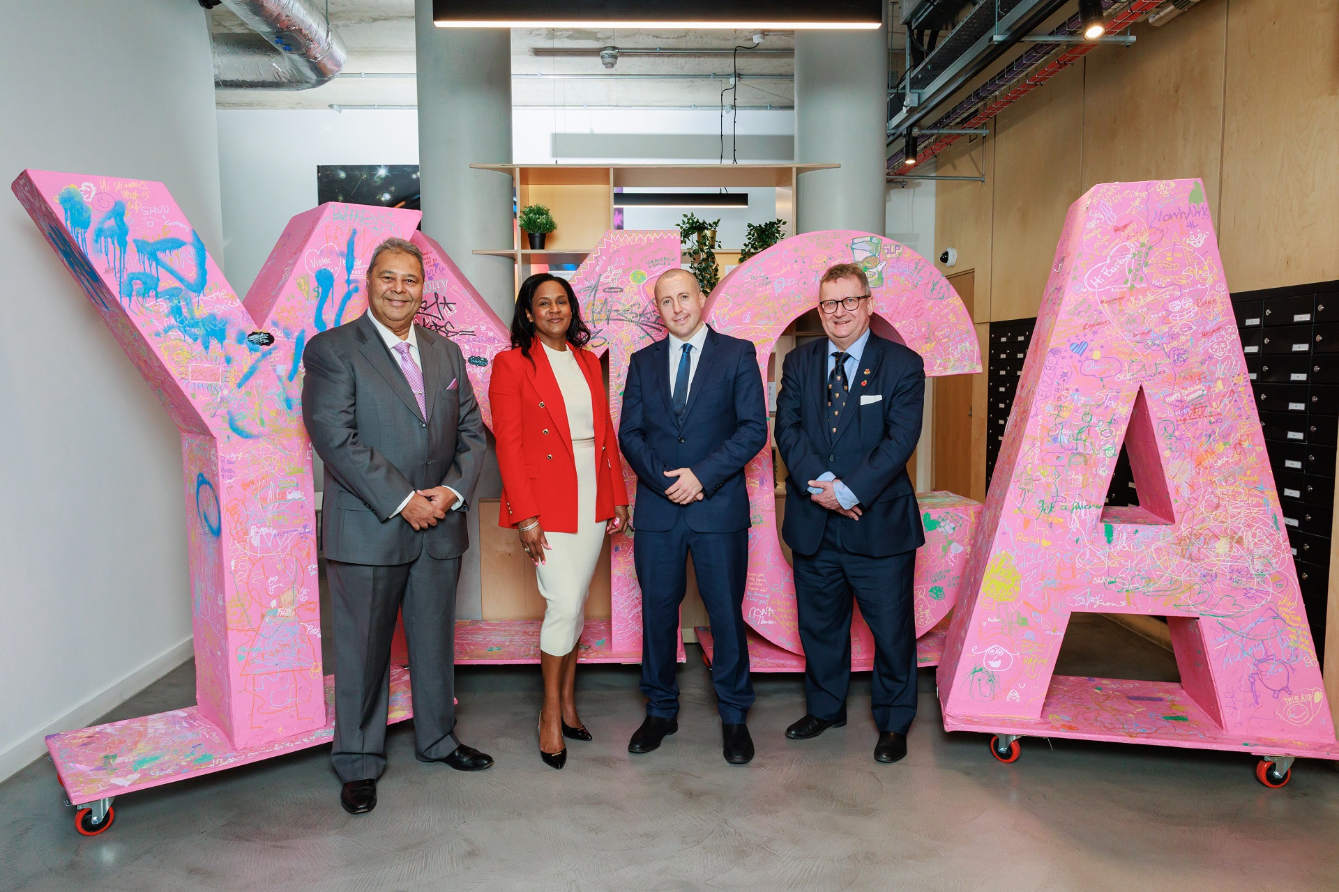 Emir Feisal, Director of Corporate Services at YMCA London City & North; Gillian Bowen, Chief Executive at YMCA London City and North; Paul Kelly, Relationship Manager at Unity Trust Bank and Paul Thornhill, Director of Thornhill Capital Ltd