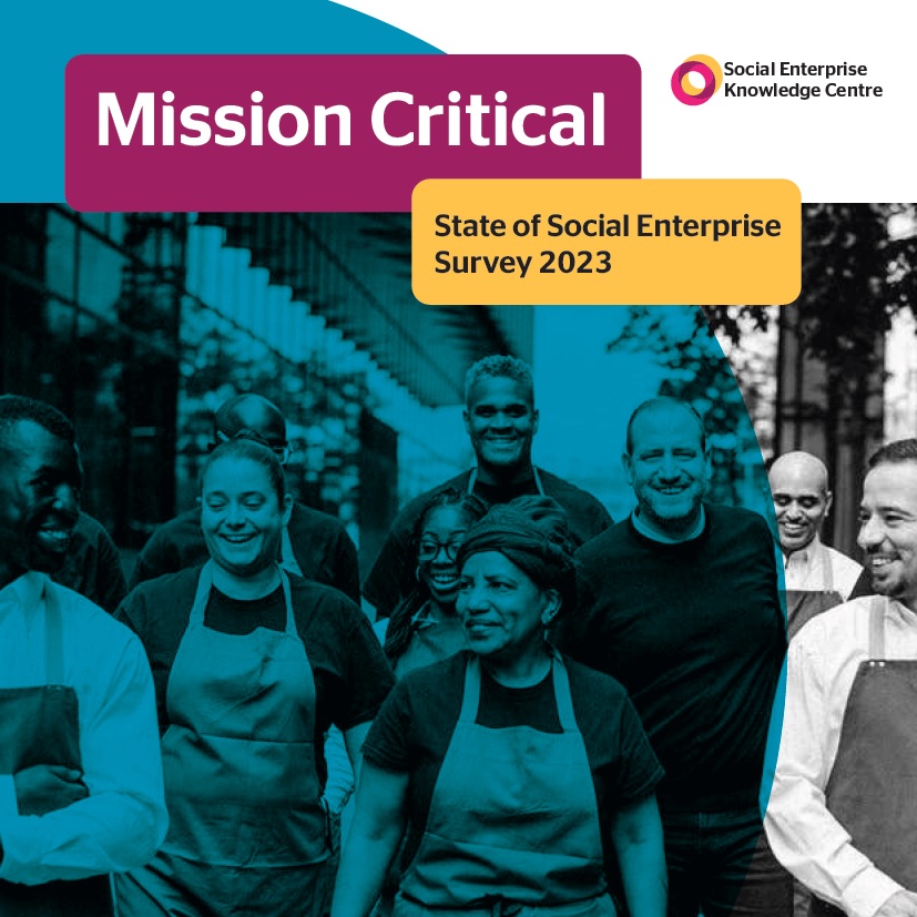 The front cover of the state of social enterprise report 2023 called Mission Critical. It shows a brigade of chefs working for Beyond Food