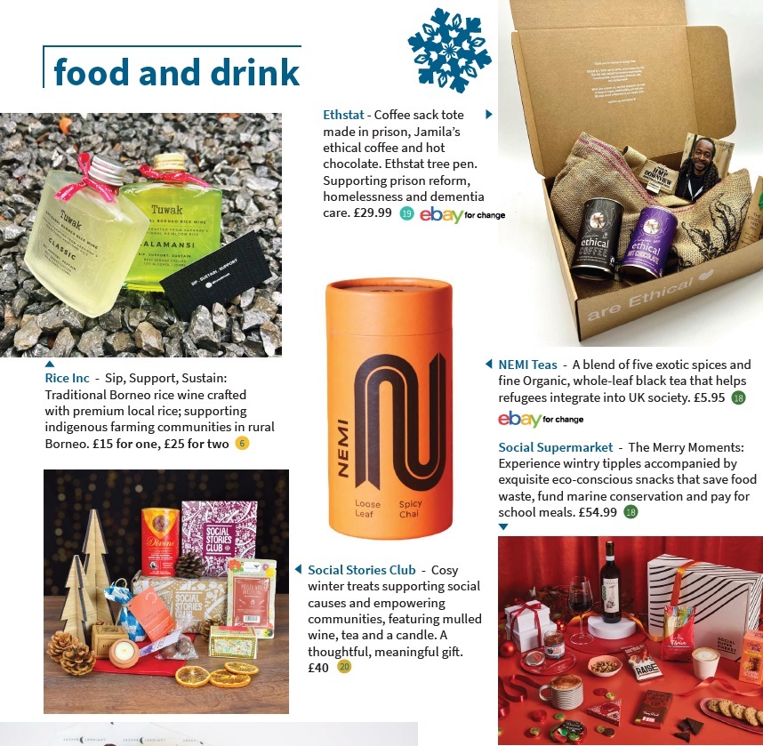 an assortment of food and drink prodcuts from the festive gift guide