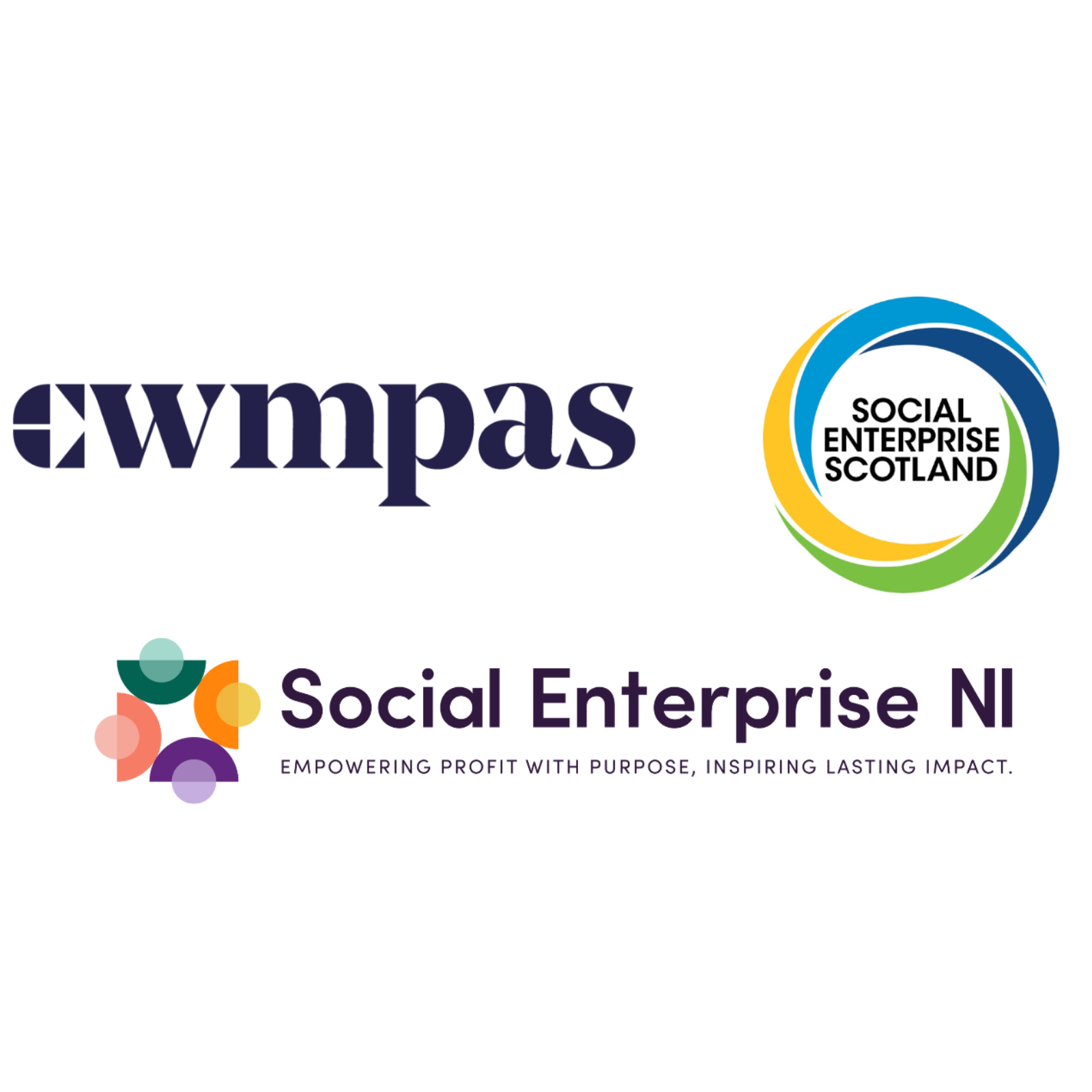 the logos of Cwmpas, Social Enterprise Scotland and Social Enterprise Northern Ireland